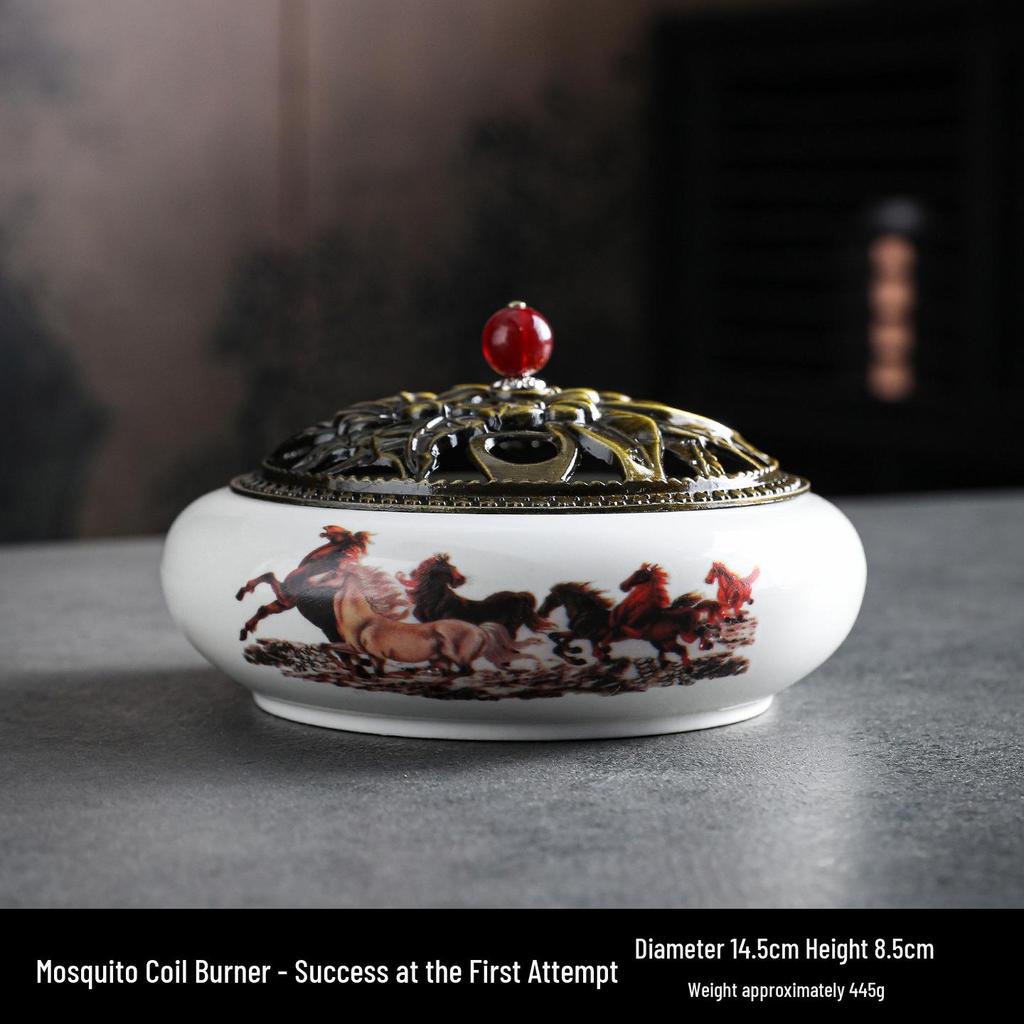 Large Ceramic Mosquito Coil and Incense Burner: Indoor Sandalwood and Agarwood Holder