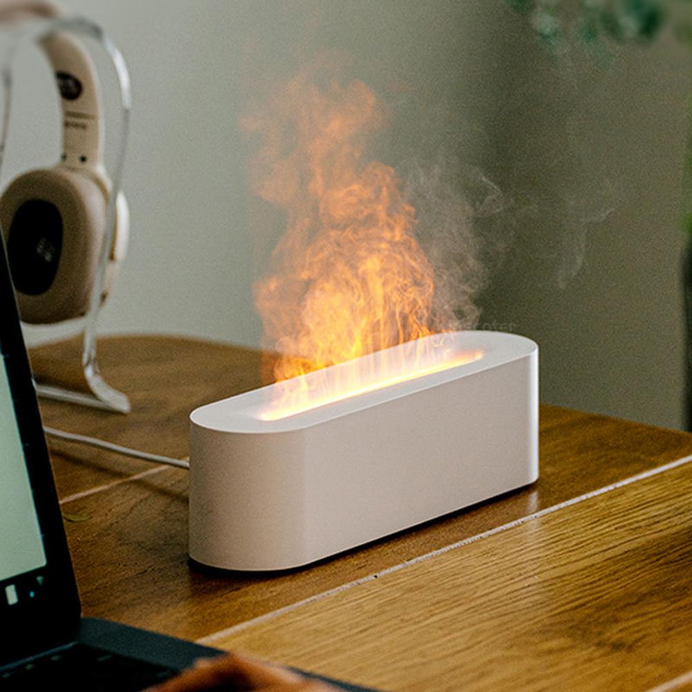 Flame Humidifier Portable Ultra Silent Cool Mist Humidifier With Waterless Auto Off Protection For Office Bedroom