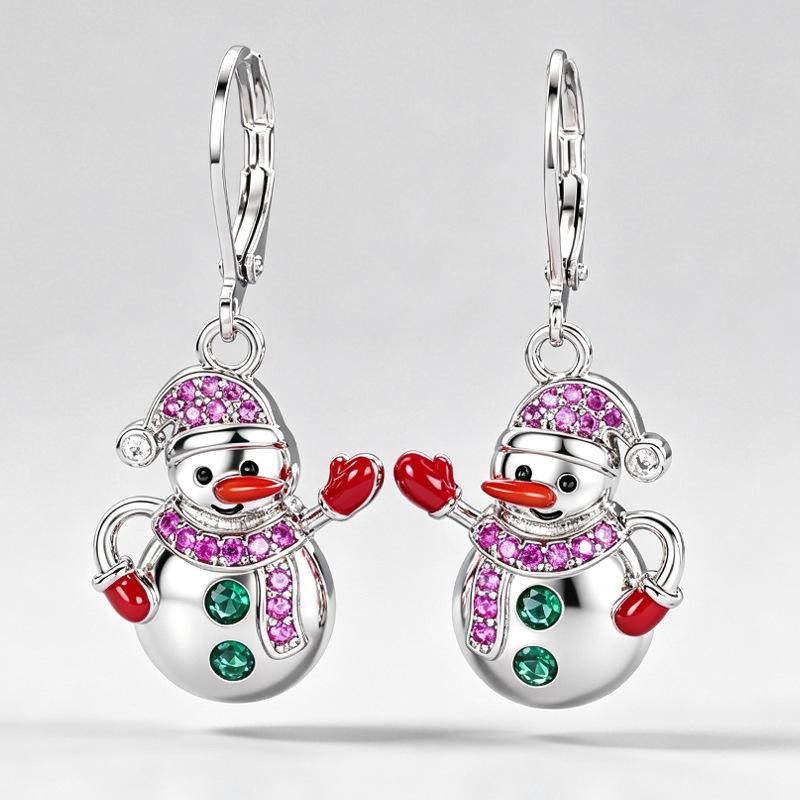 New Christmas Earrings for Women, Snowman Wax Inlaid Oil Earrings, Christmas Wind Is Cute and Super Popular