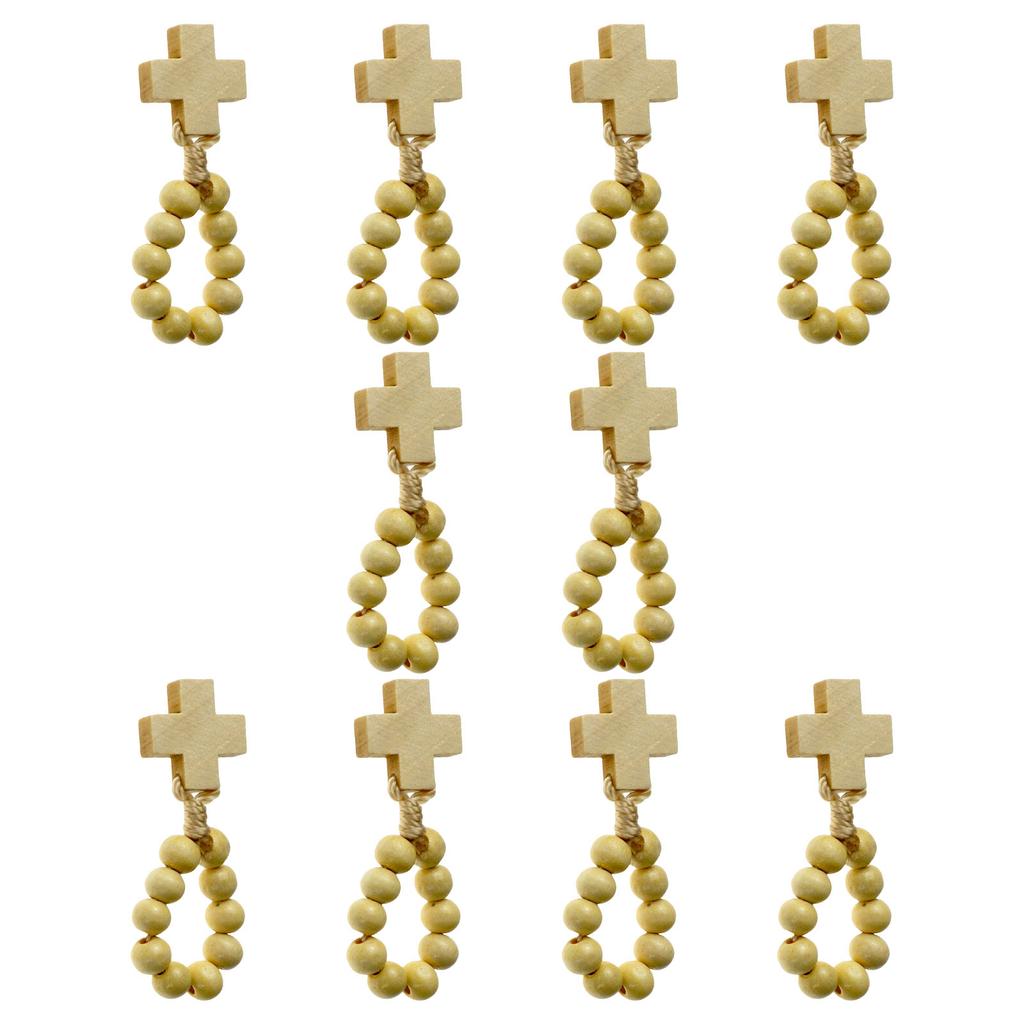 Wood Beads Finger Rosary With 8mm Beads and Crosses Pendants for Prayer Meditations Elegant Wood Grains Rosary Beads