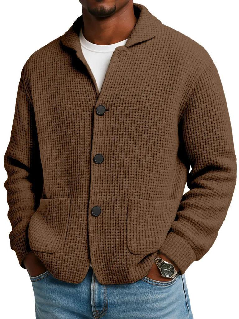 Giacca da Uomo con Revers Europea & Americana - Autunno/Inverno Maglia a Nido d'Ape Camicia Casual alla Moda