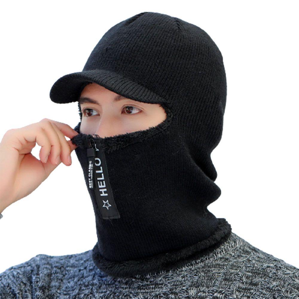 

New Scarf Windproof Thick Wool Hat Outdoor Ear Protection Knitted Cap чорний