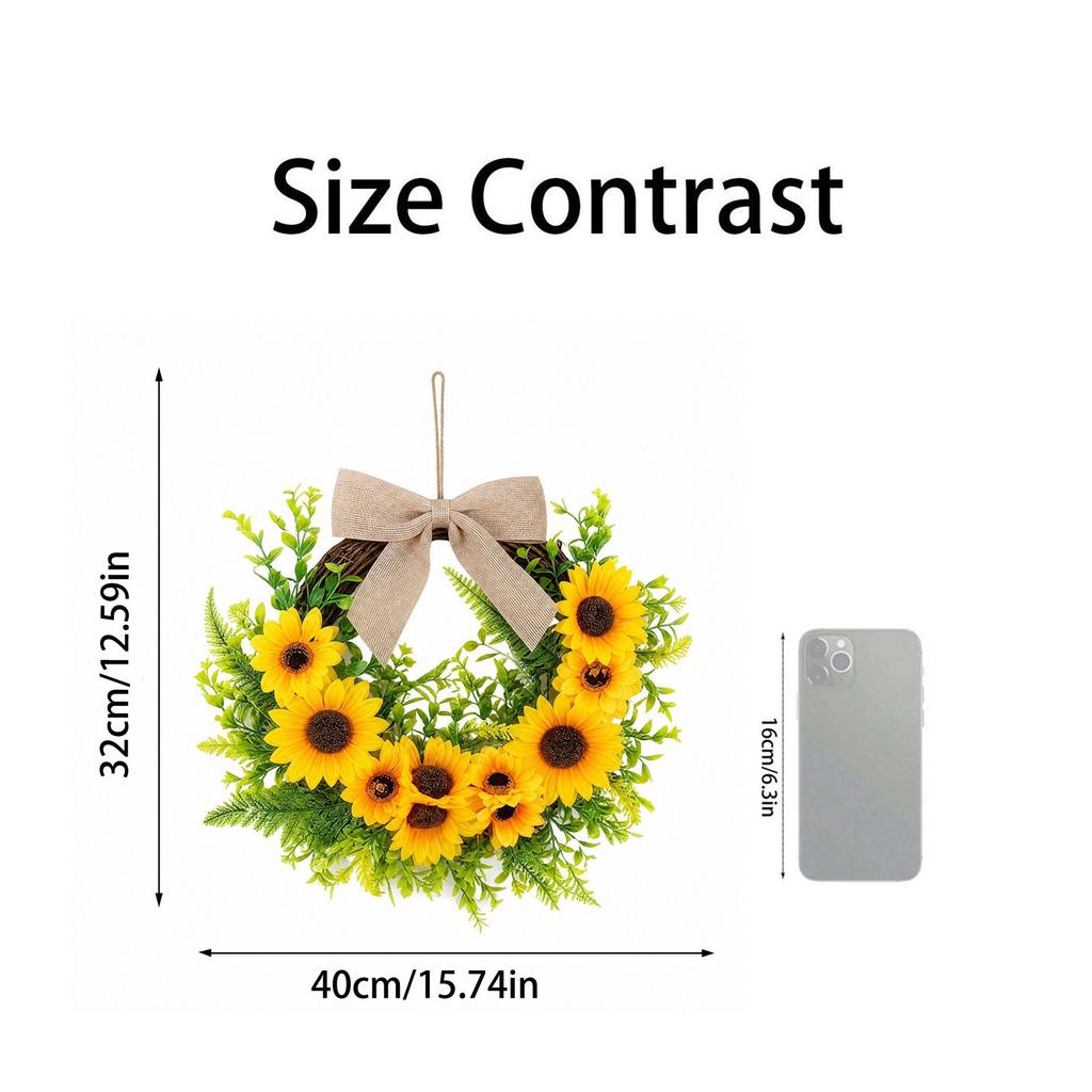 Sunflower Half Circle Wreath for Front Door Wall Decor