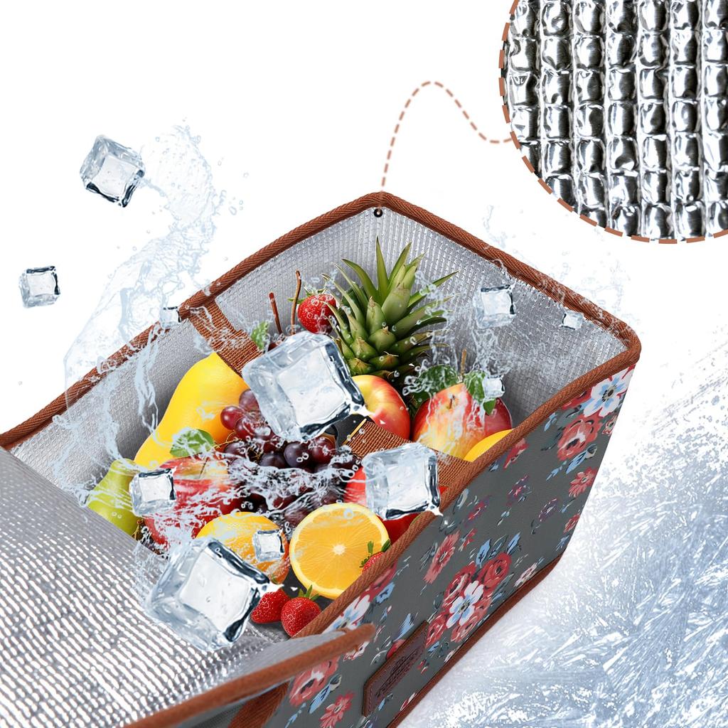 TOURBON Bicycle Rear Bag, Insulated Pannier Bag, Foldable, Large Capacity, Insulated Cooler Bag