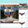 Unique 2d American Flag Eagle Car Interior Rearview Mirror Keychain Decoration