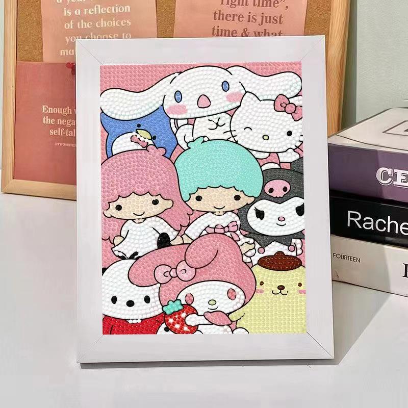 Kuromi Cartoon Diamond Painting Kit: Peace & Joy DIY Gift for Students and Kids.