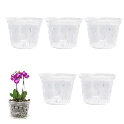 Maceta de orquídea transparente reutilizable con agujeros, maceta de plástico ventilada para orquídeas