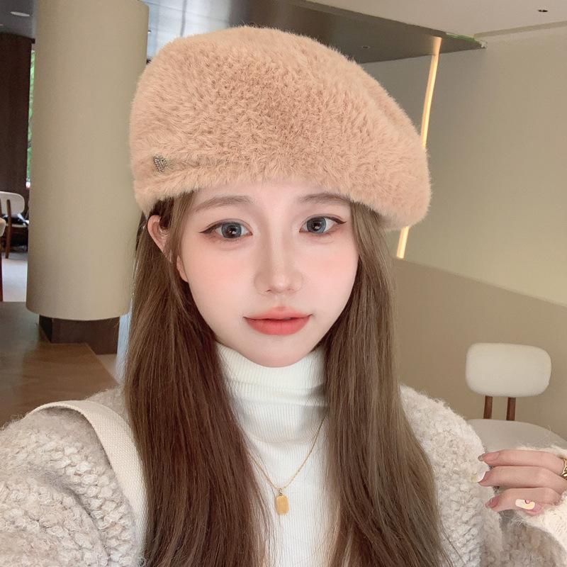 

Новые осенне-зимние шляпы для женщин, японский вязаный шерстяной берет, зимой для большой головы и лица, шляпа маленького художника, тренд One Size