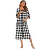 Autumn Winter Lady Zip Up Sleepdres Loose Nightgowns Spa Bathrobe Crewneck Soft Striped Sleepshirt Loungewear Sleepwear with Pockets