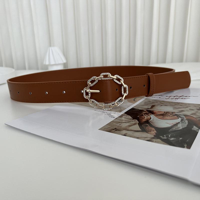 

Korean Contemporary Womens Fashion Belt With Rhinestone Buckle For Looks Modern верблюд