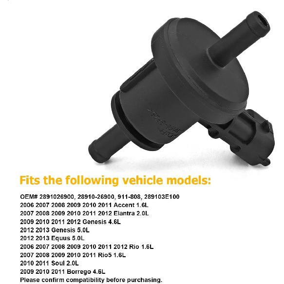 Car Vapor Canister Purge Valve Solenoid, Automotive Vapor Canister Emission Purge Valves Solenoid With OEM Replacement 2891026900, 28910-26900,