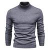 Vikbar Stickad Tröja med Hög Hals i Enfärgad Färg - Avslappnad Höst/Vinter Japansk Trend Pullover