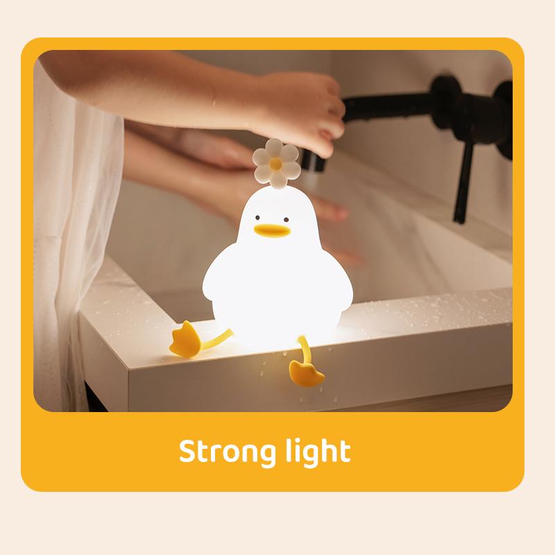 1Pc Cute Duck Led Night Light USB Rechargeable Nightlights Silicone Lamp Touch Switch Children Kid Bedroom Decoration Birthday Gift
