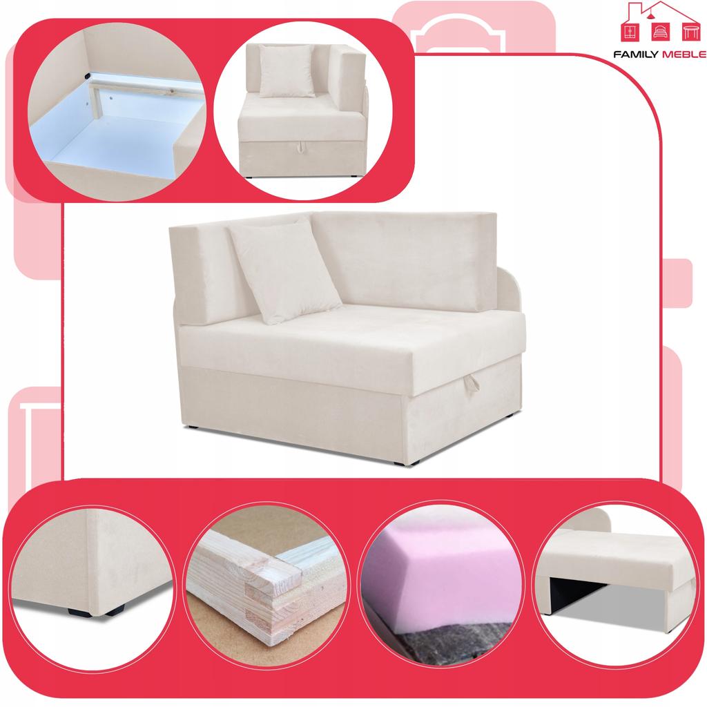 Denis Children's Corner Sofa Bed Extendable Container Children's Bed Mattress Kubuś