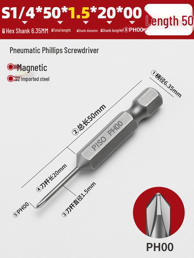 Hexagonal Magnetic Pneumatic Air Screwdriver, S2 1/4 Electric Bit Set