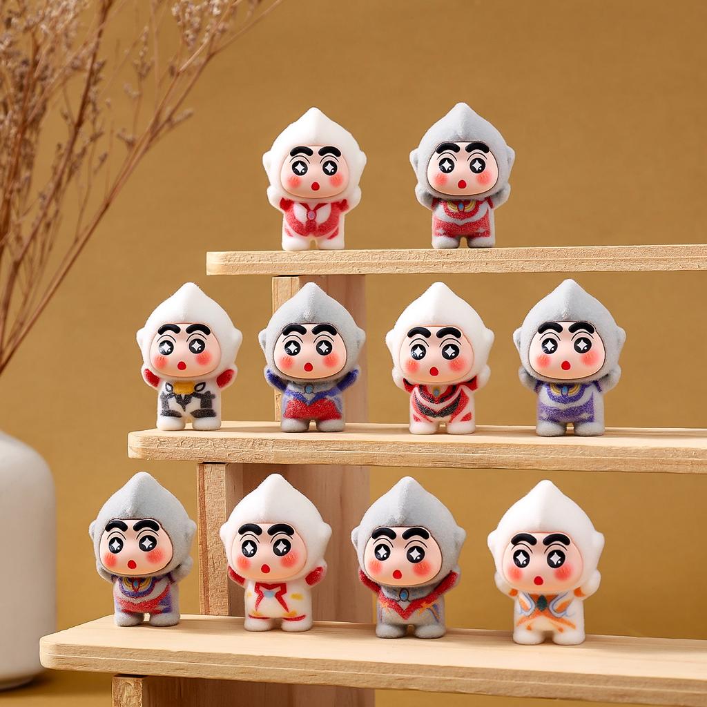 9Pcs/Set Anime Crayon Shin-Chan Mini Figurine Toy Afro Serise Collectible Model Doll Fans Gift