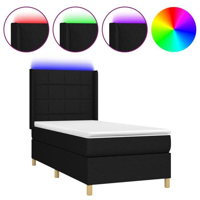 Maison Exclusive - Sommier à lattes de lit matelas et LED Noir 80x200cm Tissu