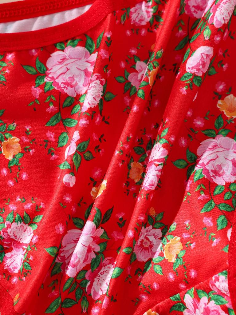 5Pcs/Set Women Cotton Panties Floral Red Underwear Low Waist Briefs Girls Panty Sexy Ladies Underpants Soft Female Lingerie S-L