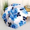 1pc Blue Rose Pattern Automatic Open/Close Umbrella, Portable Folding umbrella for Everyday Use y250826006