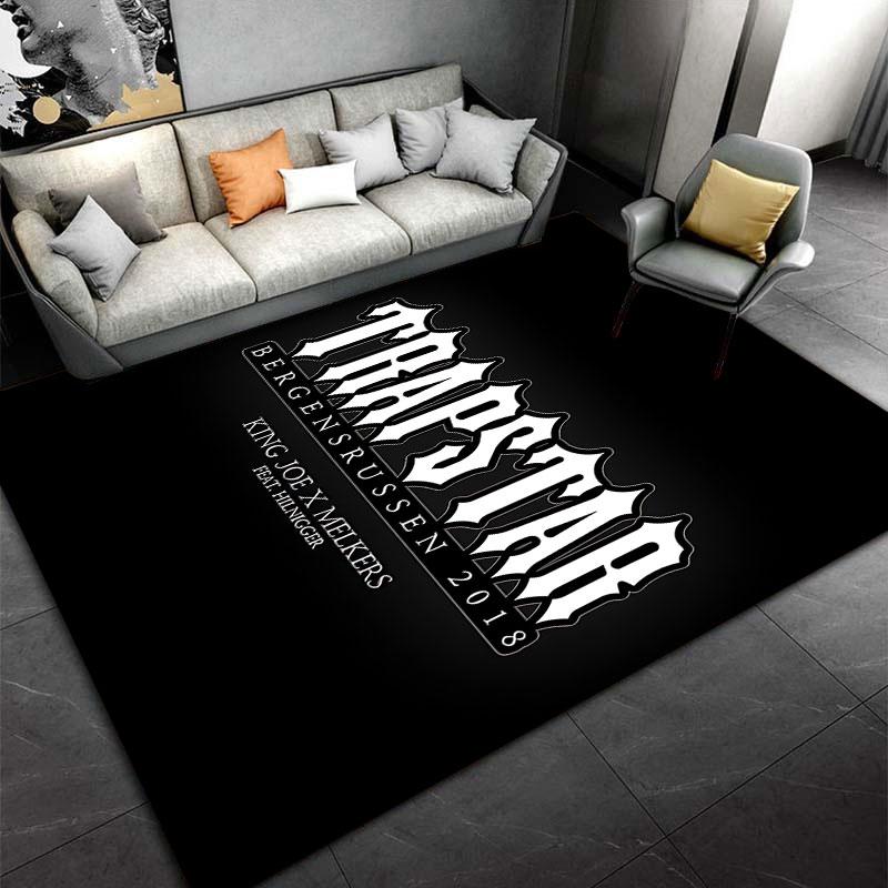 Trapstar Bergenrussen King Joe Wordmark Black Rug, Black Drill Streetwear Style Design, Cozy Floor Decor, Soft Touch, and All Seasons Gift