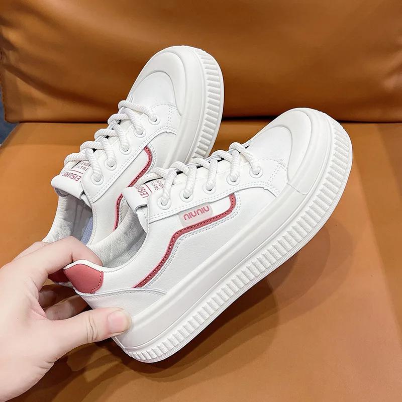 Fashion White Casual Board Shoes for Women Spring Autumn New Designer Lace Women's Vulcanize Shoes Fashion Students Sports Shoe Ladies