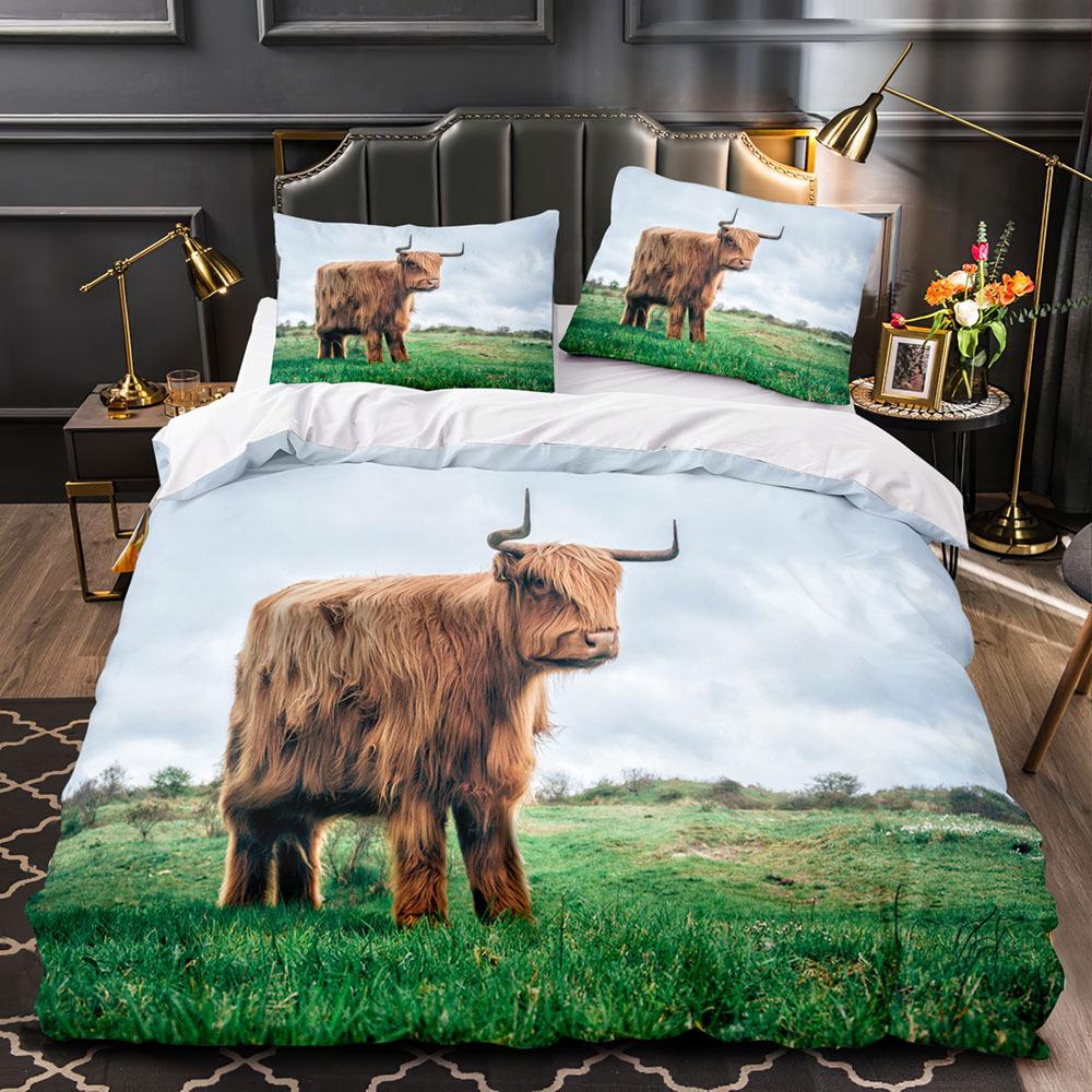 Lion King Queen Duvet Cover Watercolor Animal Bedding Set for Kids Teens Adults Colorful Wildlife 2/3pcs Polyester Quilt Cover