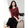 Women's Hollow Knitted Shirt & Suspender Dress Set