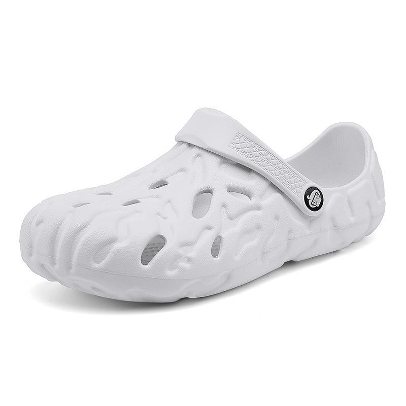 Large Size 49 Slippers Men's Summer Sandals Outdoor Fingerprint Hole Shoes Outside Sandals Semi-drag Beach Shoes