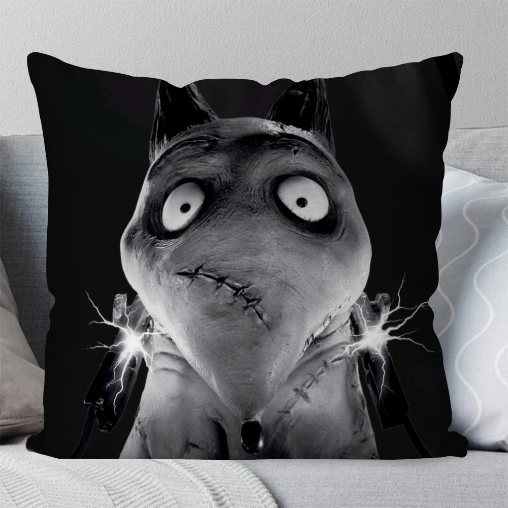 3D Black And White Fantasy Movie F-Frankeweenie Pillow Case Square Pillow Bedroom Sofa Leisure Living Room Home Decoration 40X40