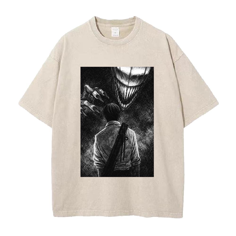 

Harajuku Anime Jujutsu Kaisen T Shirt Okkotsu Yuta Vintage Washed Tshirt Summer Short Sleeve Pure Cotton Tees Tops Men Clothing S
