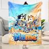 Bluey's Soccer Fun Customize Text Blanket Multi-purpose Personalized Blanket Soft & Cozy Perfect for Livingroom Chair Office Seaside for All Occasions