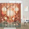 Chinese Spring Festival Red Lanterns & Plum Blossom Shower Curtain With 12 Hooks – Festive Home & Bathroom Decor