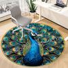 1pc Peacock Feather Art Chair Carpet for Office, Round Non Slip Durable Large Size Office Carpet, Suitable for Office
