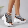 Women's Casual Solid Color Wedge Sandals - Comfortable Mesh Breathable Knitted Upper, Platform Wedge with Open-toe Design, Sport-casual Sandals