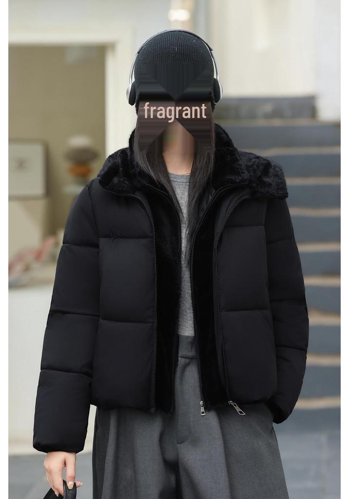 Women's Winter 2026 Korean Style Short Down Jacket - Two-Piece Hooded Patchwork Puffer Coat