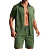 2025 Knitted Summer Beach Button-Up Top & Shorts Set with Pockets