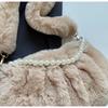 Korean Style Plush Shoulder Bag with Pearl Accents - Cute Autumn/Winter Crossbody