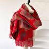 Elegant Women's Double-Sided Cashmere-Feel Scarf Shawl for Autumn & Winter - Thick, Warm, Dual-Use Neck Protection.