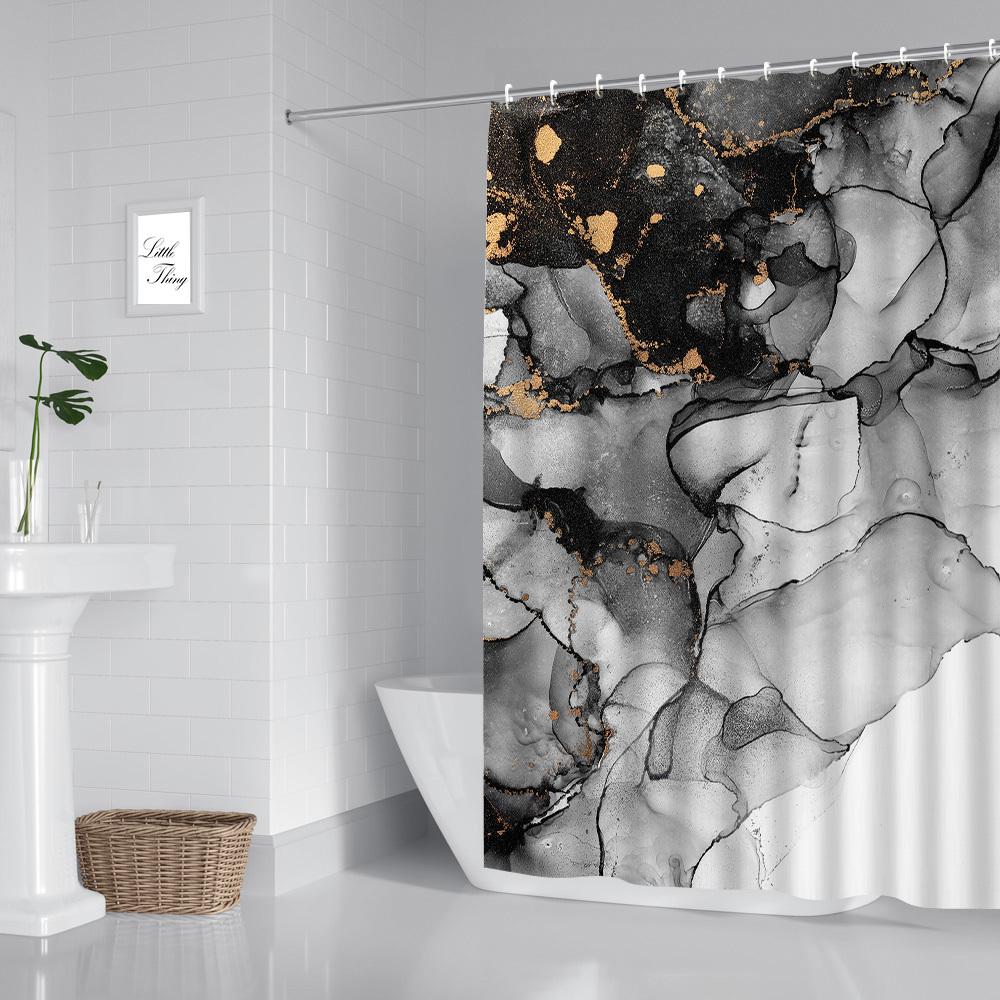 Nordischer Marmor Duschvorhang - Wasserabweisendes Polyester, Ösen, Maschinenwaschbar, Künstlerische Badezimmer-Dekoration, 74X74 Zoll