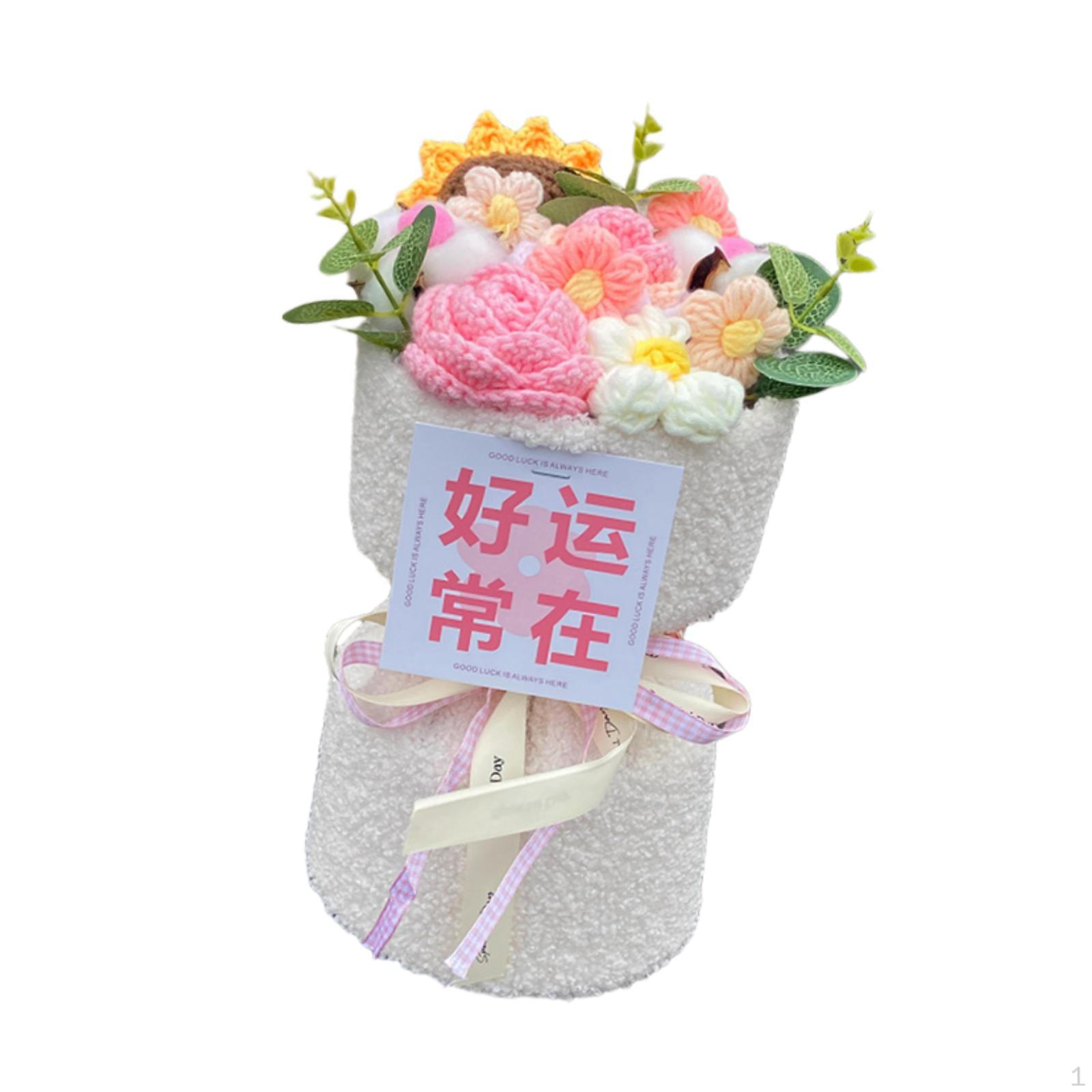 

Букет цветов крючком с подсолнухами, вязаные цветы на День матери, подарок от дочери и сына розовый