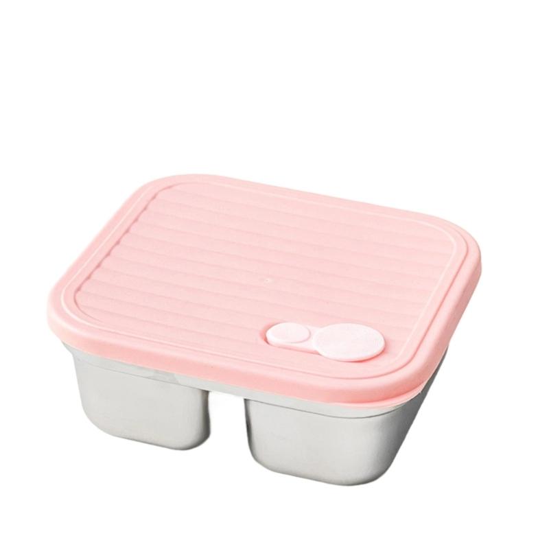 

Lunch Box With Multiple Compartment Stainless Portable Fruit Salad Food Container For Gym Office Or School Use розовый