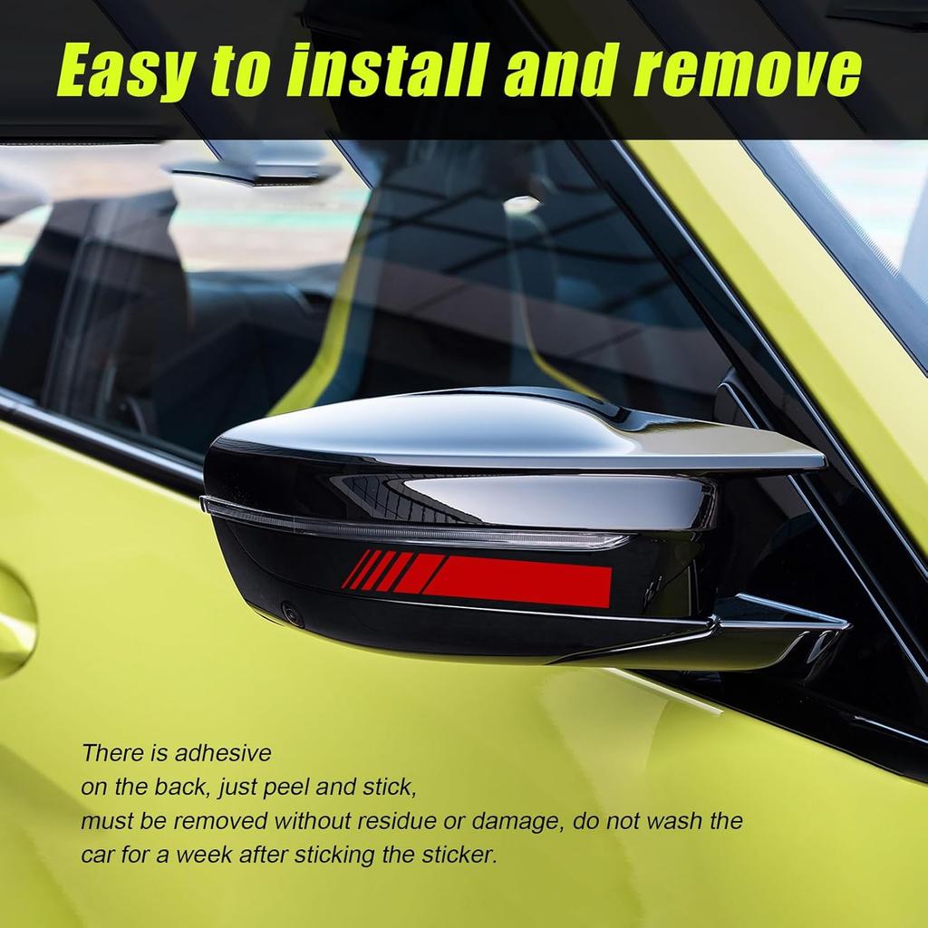 5 PCS Car Hood Stripe Sticker, Vinyl Modified Rearview Mirror Decals, Racing Sports Auto Body Side Sticker Decoration, Universal Exterior Stickers