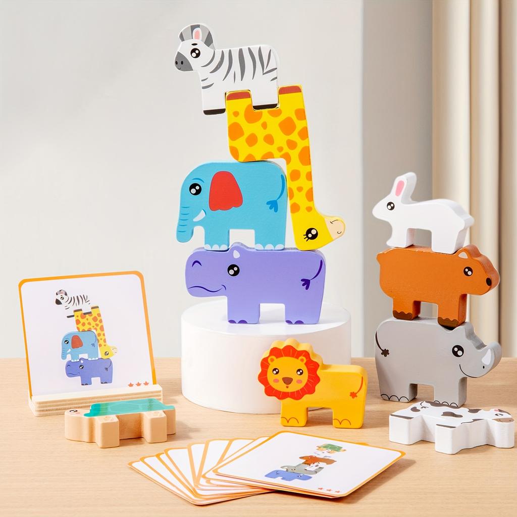 Children's Puzzle Building Block Toys, Wooden Forest Animals, Layered Music