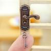1:12 Scale Miniature Door Lock and Key Set 2 in 1 Pack Door Knocker Lock Set Vintage Dollhouse Decoration Accessories