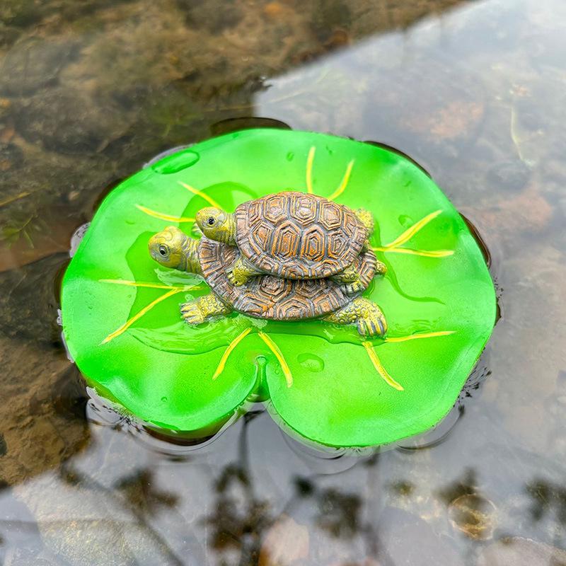 Resin Water Lily Leaf Ornaments with Frogs - Courtyard Decor, Custom Small Batch Orders
