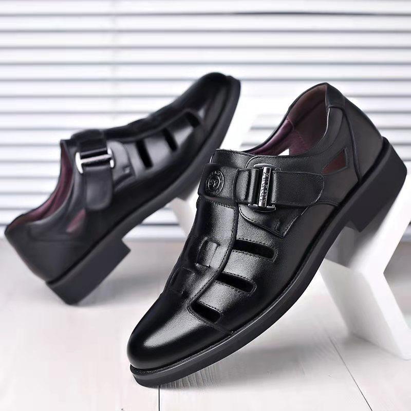 Sandals pu shoes new hollow breathable casual shoes comfortable soft-soled business shoes
