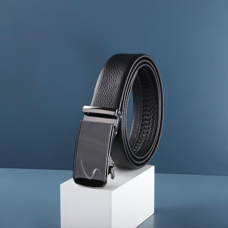 

Meimeier Men s genuine leather belt - smooth, automatic buckle, top grain cowhide, mid-to-young adult style, casual pants belt 110cm