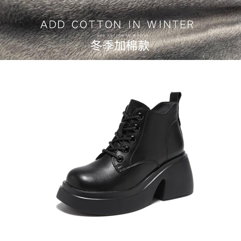 

Осень и зима новые ботинки Мартин на толстом каблуке женские с круглым носком на небольшой платформе короткие ботинки хлопок женские ботинки тренд 40