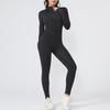 Women's European & American Zipper Jumpsuit Yoga Suit: Long Sleeve, Long Pants Bodysuit, Body-Shaping Fitness & Dancewear