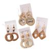 Bohemian Raffia Earrings: Handmade Rattan Drops, Exaggerated Travel Holiday Style for Women